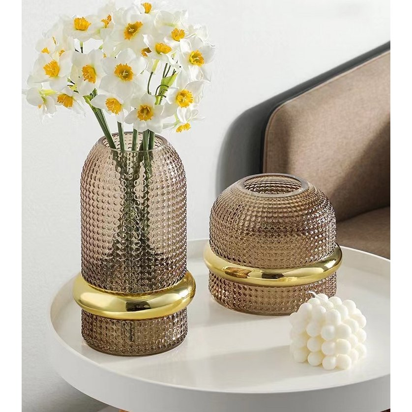 Elegant amber glass vase for home decoration and stylish interiors | CozyVibe

