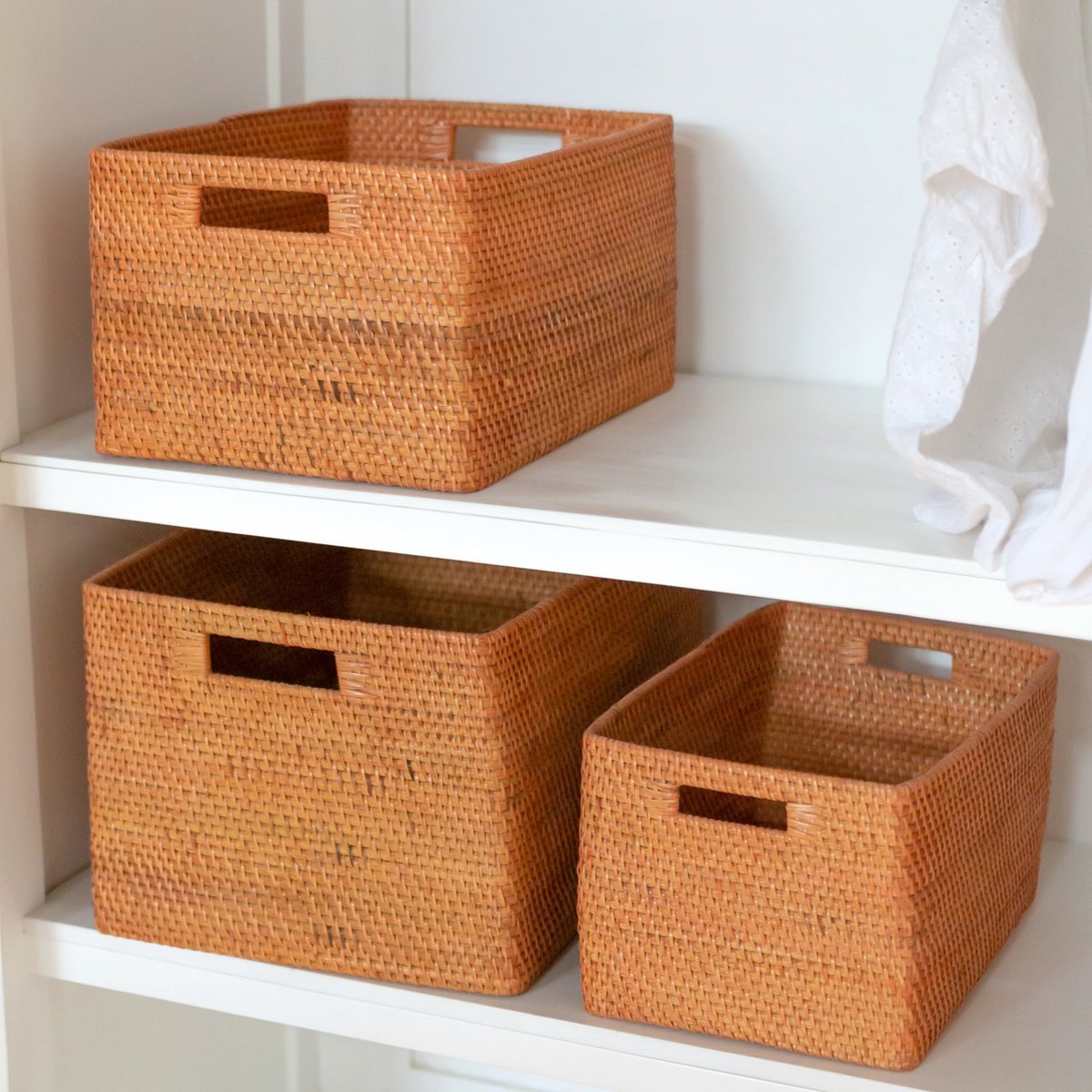 WARSA rattan basket shelf handwoven for decorative home storage