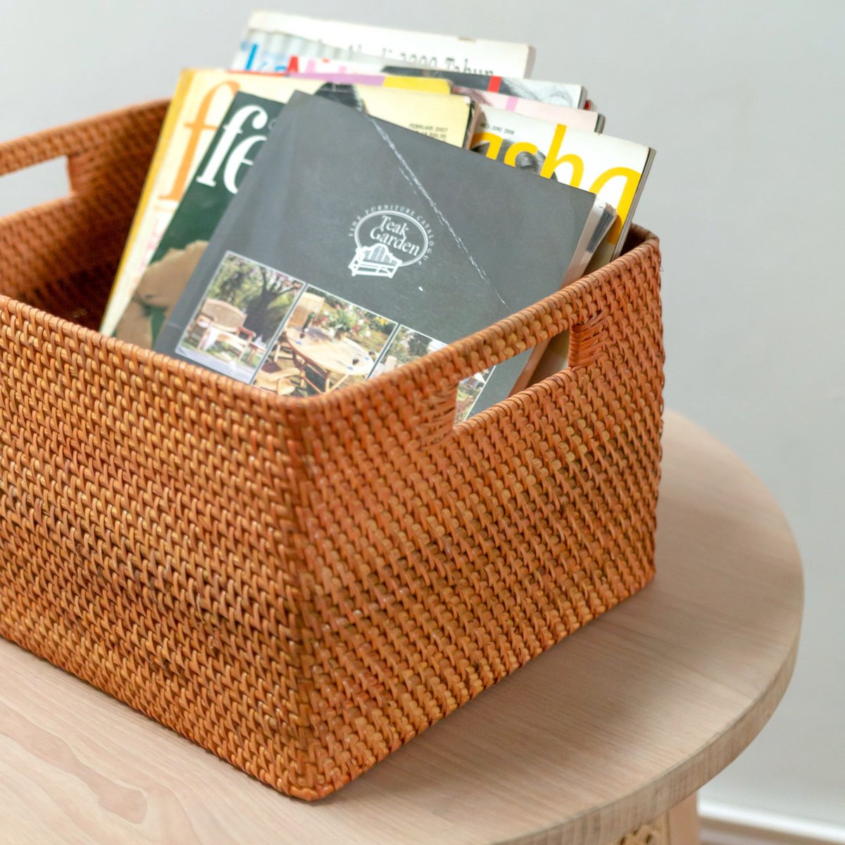 WARSA rattan basket shelf available in multiple handmade sizes