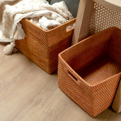 WARSA rattan basket shelf for boho home decor and storage use