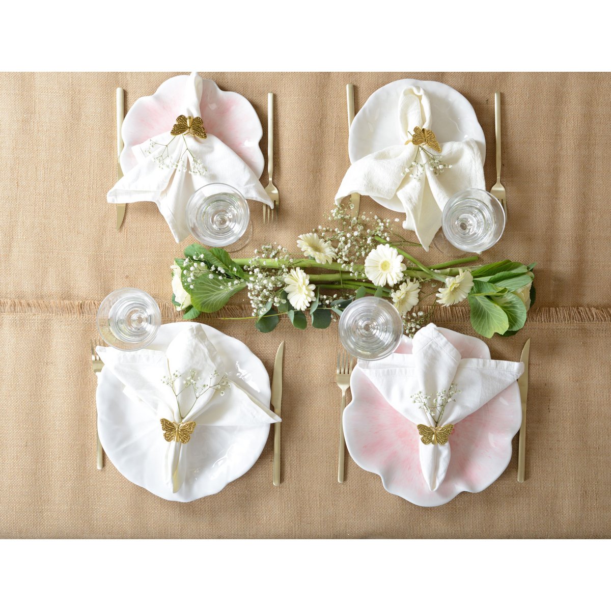Botanical Whiteness melamine dessertbord – Wit, 21×21×1,5 cm