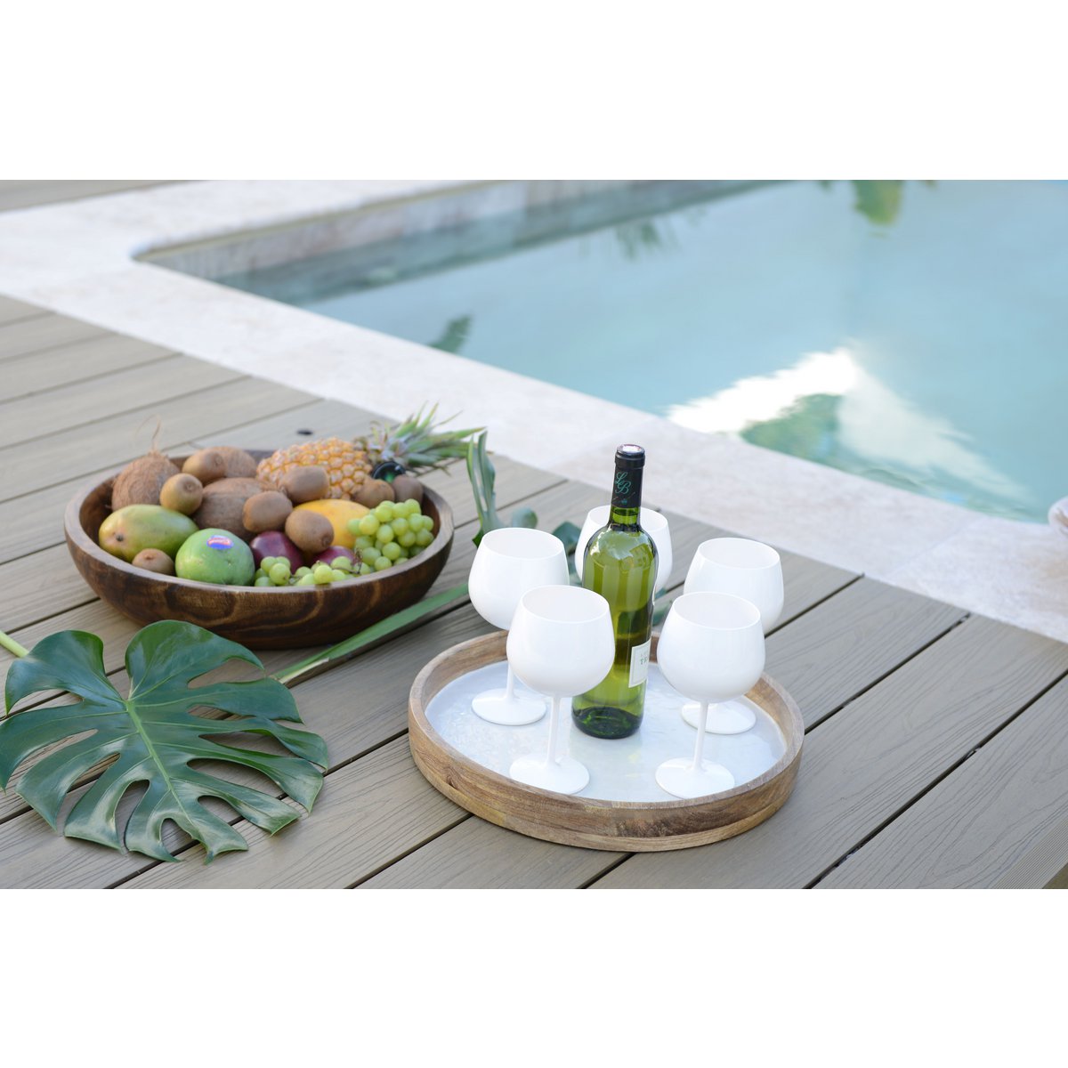 Grote houten schaal 45x45x9 cm – Decoratief presentatieblad – 45 × 45 × 9 cm