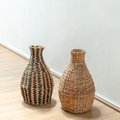 Woven Boho Vase DAYANA natural made from Water Hyacinth - CozyVibe.eu